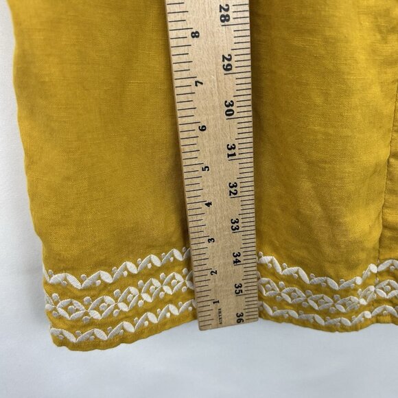Boden Womens 10R Laura 100% Linen Embroidered Shift Dress in Tuscan Sun Yellow - Picture 7 of 16